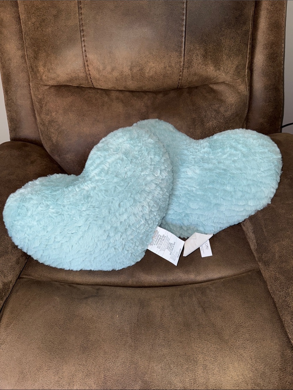 Plush Heart Throw Pillow set of 2 - Light Blue Teal ? NWOT